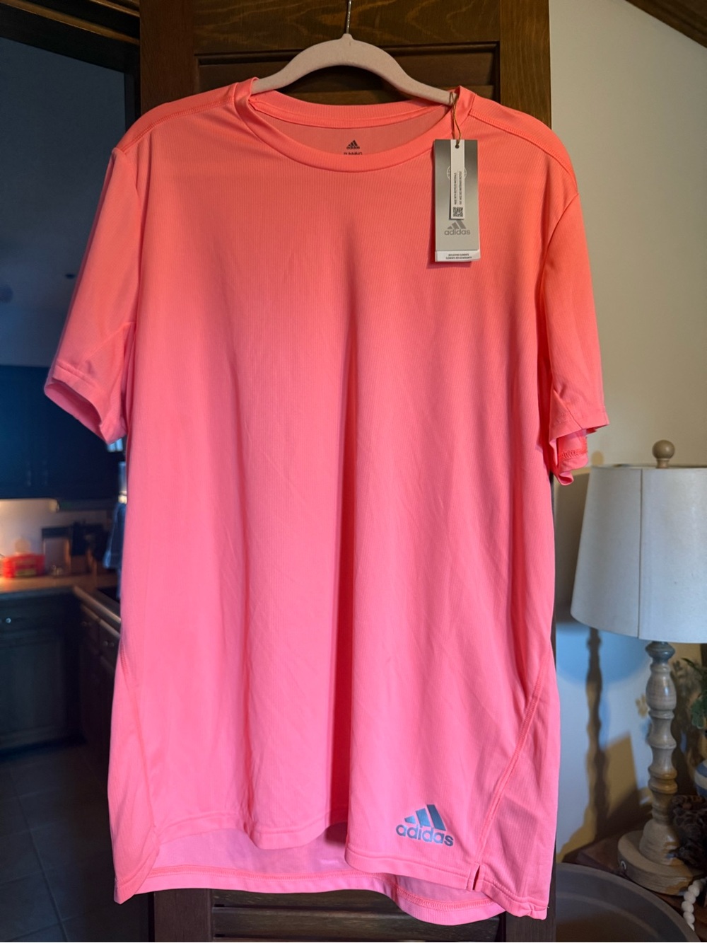 Adidas Run It Tee size Large new with tags coral pink